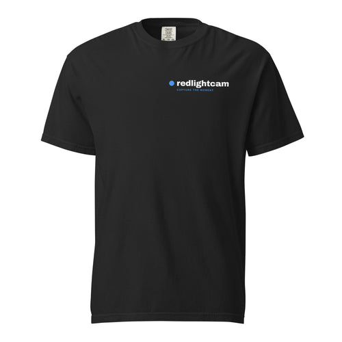redlightcam Do It Again shirt in black, redlightcam wordmark on the front chest