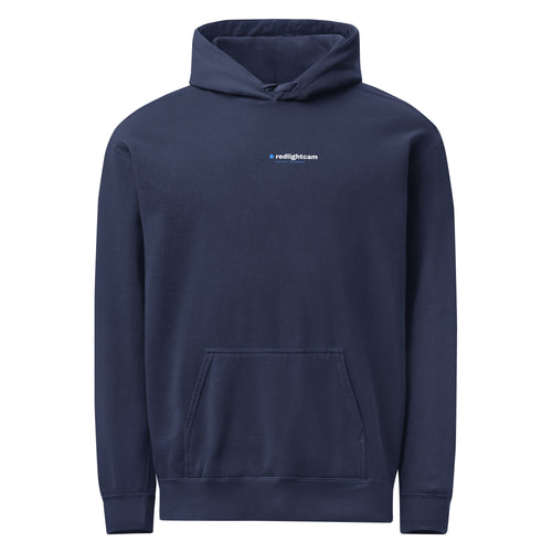 redlightcam Do It Again hoodie in true navy, redlightcam wordmark on the left chest